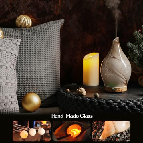 Porseme 150ml Essential Oil Diffuser Glass Color Changing Aroma Air Diffusers Aromatherapy Ultrasonic Cool Mist Humidifier...