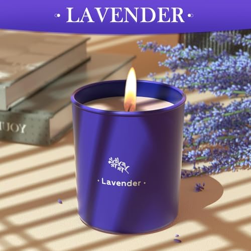 Lavender Candles for Home Scented, 8 oz Scented Candles Present, Purple Jar Wax, Made with Soy for Women, 45 Hour Long-Las...