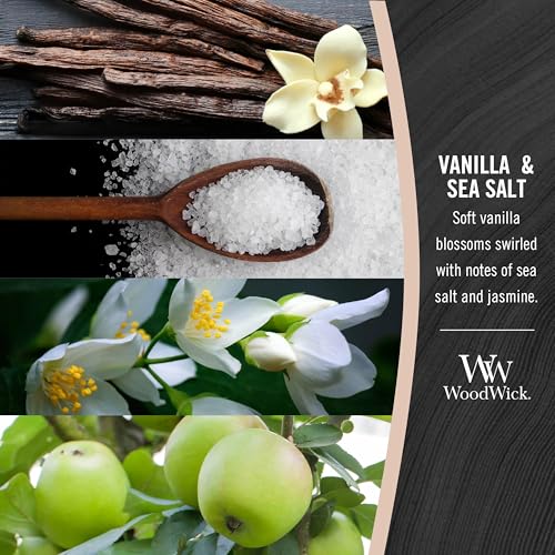 WoodWick Vanilla & Sea Salt Gifts for Women and Men, 9.7 oz Medium Hourglass Candle with Crackling Wick