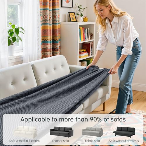Hokway Large Couch Cushion Covers Stretch Cushion Covers Sofa Seat Cushion Slipcover Protector(Gray, Large)