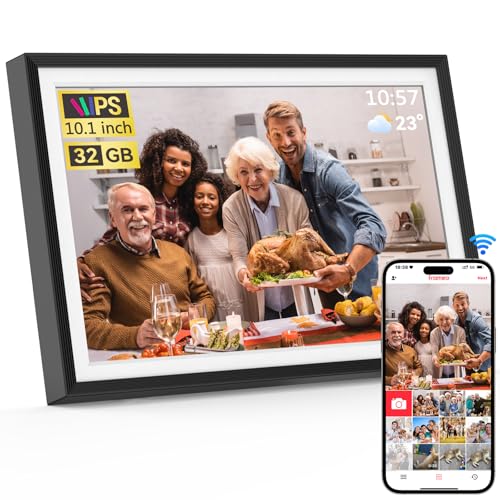 Frameo 10.1 inch Digital Picture Frame, Smart WiFi Digital Photo Frame with 32G Memory, HD Touch Screen, Auto-Rotate, Slid...