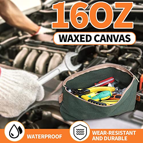 Wessleco Canvas Zipper Pouch, 3 Pack Small Tool Pouch Organizer, Heavy Duty 16OZ Waxed Canvas Mini Zipper Bag Pouch, 5.7/...
