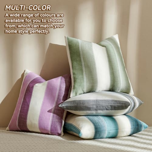AmHoo Pack of 2 Farmhouse Stripe Check Throw Pillow Covers Set Case Cotton Linen Decorative Pillowcases Cushion Cover for ...