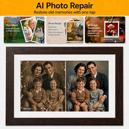 KODAK 10.1 inch WiFi Digital Picture Frame,1280x800 IPS HD Touch Screen, 32GB Smart Photo Frame with App & AI Photo Creati...