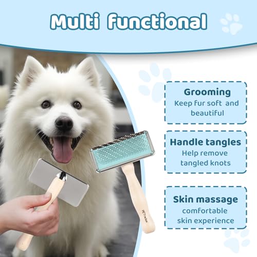 Dog Brush for Long haired Dogs & Cat,Grooming Brush for Shedding, Dematting, Bath, for Short Hair, Poodles, Indoor Cats, p...