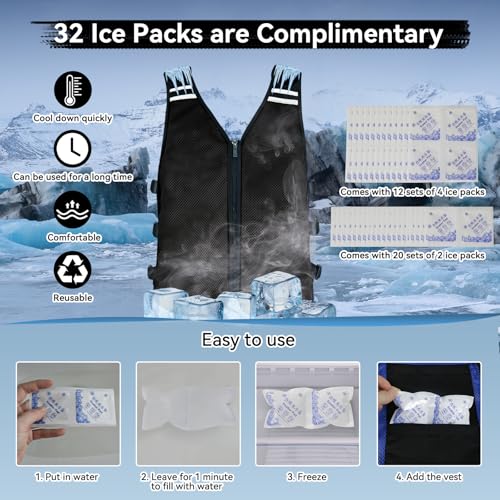 KkaFFe Cooling Vest for Hot Weather, Adjustable Cooling Jacket Safety Vest/Running Lightweight Vest/Reflective Vest/Ice Vest
