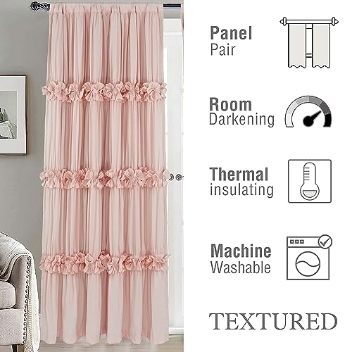 Homechoice Decor Thermal Insulated Blackout Window Curtains, 54" W x 84" L x 2 Panels, Boho Ruched Window Treatments with ...