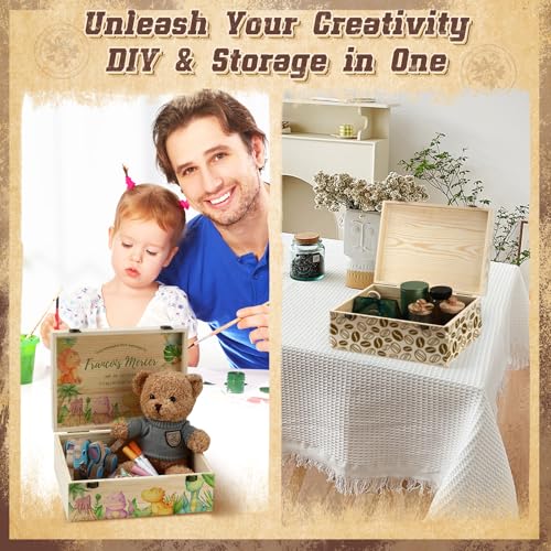 HIPNOOK Unfinished Wood Boxes Large Wooden Boxes with Hinged Lid – 12 x 9x5 Inch Keepsake Box-Memory Box for Crafts, Stora...