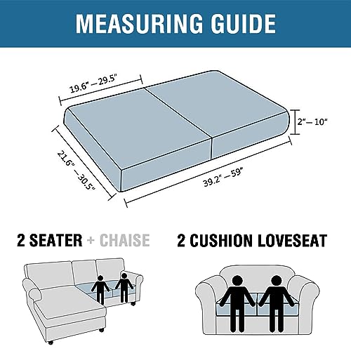 H.VERSAILTEX Super Stretch Individual Seat Cushion Covers Sofa Couch Slipcover Sets Thick Jacquard Textured Twill Fabric (...