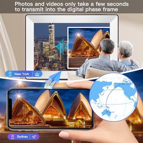 Frameo 10.1inch Digital Picture Frame WiFi Smart Digital Photo Frame 1280 * 800 IPS HD Touch Screen,16GB Memory Auto-Rotat...
