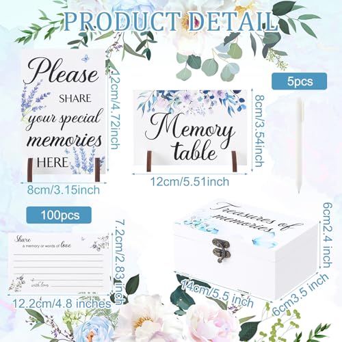Gilprop 112 Pcs Celebration of Life Memory Cards Set Share a Memory Cards with Box 2 Wood Sign with 4 Hold and 5 Pens, Sym...