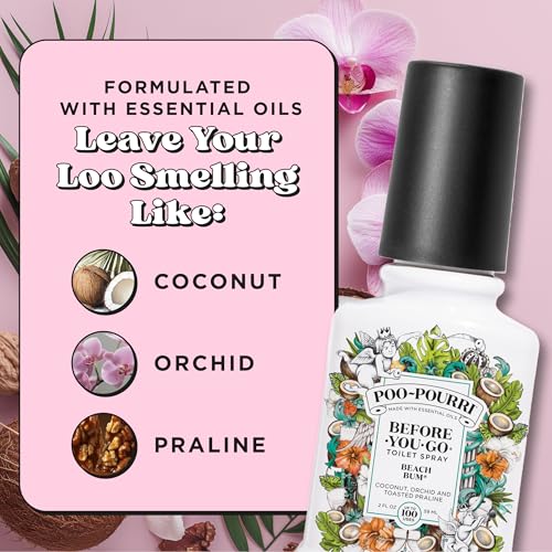 Poo-Pourri Before-You-Go Toilet Spray, Beach Bum, 2 Fl Oz, Up to 100 Uses, Bathroom Odor Deodorizer with Essential Oils fo...
