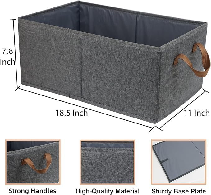 Fordonral Pack of 3 Large Capacity Storage Bins Closet Organizer System, Sturdy Foldable Storage Boxes for Organizing Clot...