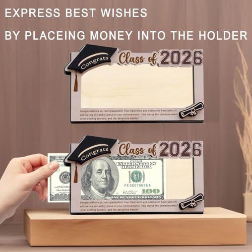 Graduation Gifts 2026 Money Holder, Wooden Graduation Money Cash Envelope Box for Class of 2026 Senior College University ...
