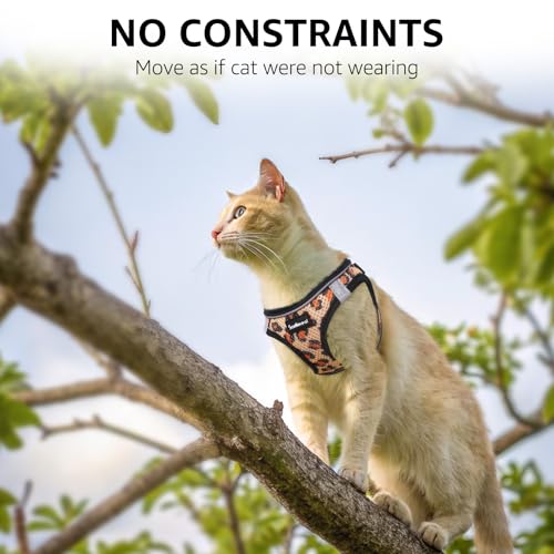 SCENEREAL Cat Harness & Leash Set Escape Proof - Adjustable Air Mesh Vest with Reflective Strips for Kittens, Puppies, Rab...