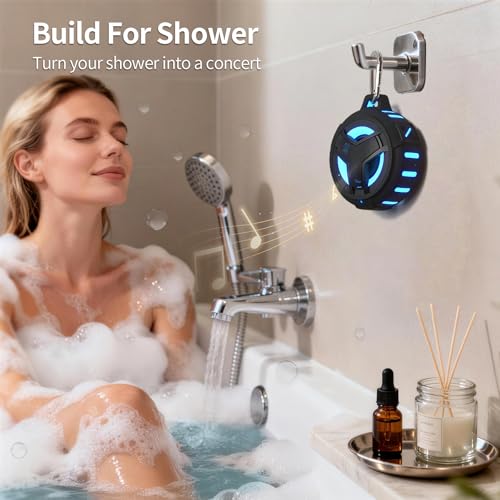 EBODA Bluetooth Shower Speaker, Portable Bluetooth Speakers, IP67 Waterproof Wireless Speaker with LED Light, Floating, 20...