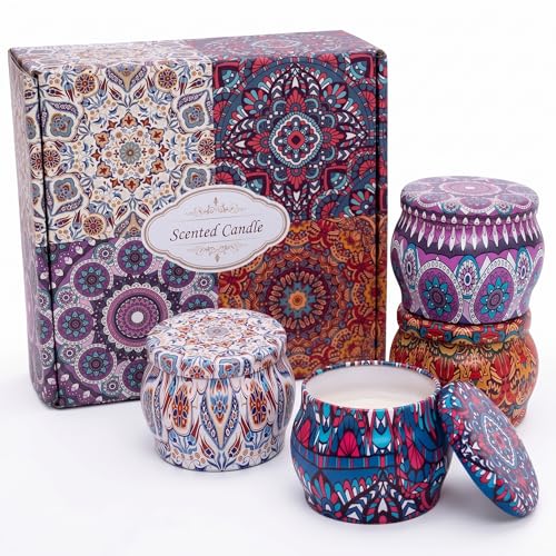 Topadorn 4 Pack Scented Candles Gift Set, Soy Wax Aromatherapy Candles for Home, Relaxation, Meditation, Yoga, Spring Hous...