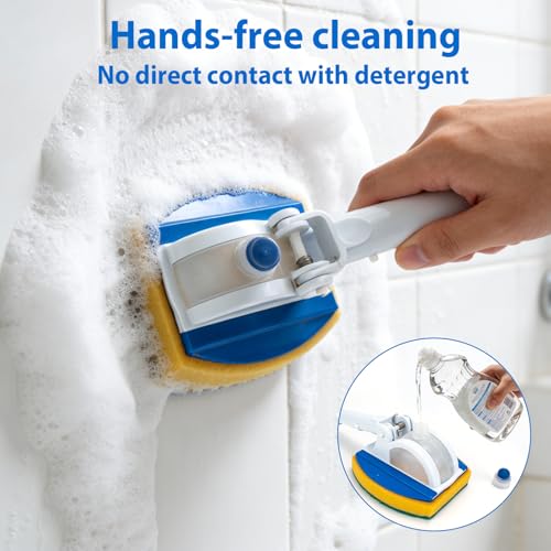 KGC Handheld Pool Scrub Brush with a Replacement Sponge, Pool Must Have Scouring Sponge Pad - Non-Scratch Cleaner for Pool...