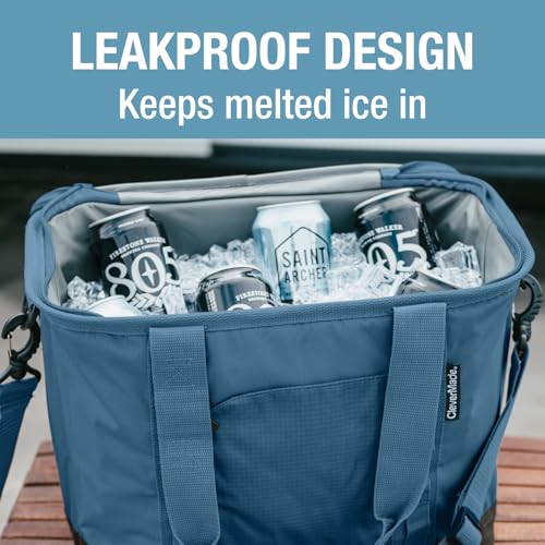 CleverMade Pacifica Collapsible Cooler Bag – Medium Portable Cooler Bag for Travel, Foldable Insulated Cooler for Beach, P...
