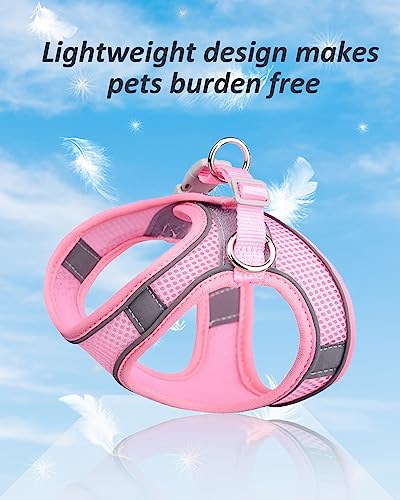 SOLMOONY Dog Harness for Small Medium Large Dogs No Pull, Puppy and Leash Set, Dogs, Step in Harness, mesh Harness. (Pink,...