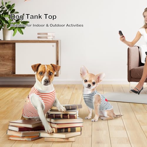 Vehomy 4 Pack Striped Pattern Dog & Cat Summer Tee Shirt - Breathable Cooling Tank Top Soft Vest for Small to Medium Dogs...