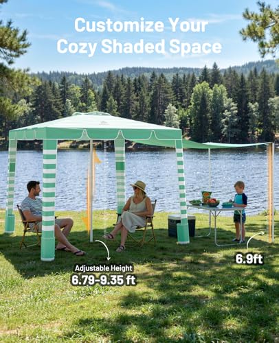 Rhino Valley Beach Cabana, 120 Sq. Ft Beach Canopy UPF50+ Protection, Easy Setup & Adjustable Height Beach Tent Sun Shelte...