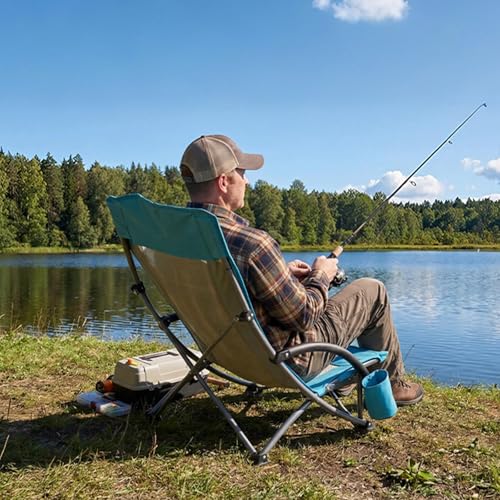 VEVOR Folding Beach Chair, High Back Camping Chairs for Adults, with Cup Pocket, Mesh Back, Carry Bag, Portable Extra Wide...