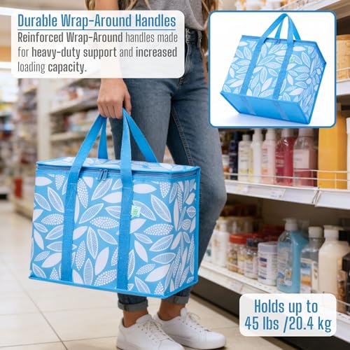 VENO 2 Pack Insulated Cooler Bag, Reusable Grocery Shopping Bag for Food Delivery, Heavy Duty, Large Size, Durable Handle...
