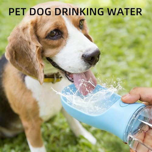 Dbbsfst 3-in-1 Dog Water Bottle Portable Leak Proof Pet Water Dispenser with Built-in Snack Storage & Waste Bag Holder 14o...