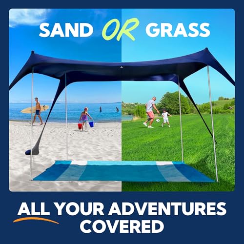 SUN NINJA Beach Tent Sun Shelter UPF50+ - Easy Pop Up Beach Canopy - Outdoor Shade for Camping Trips, Fishing, Backyard Fu...