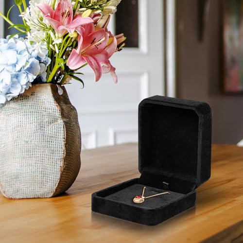Lamoutor 1Pcs Velvet Necklace Pendant Gift Box Jewelry Gift Box (Black)