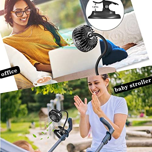 Glovion Clip On USB Mini Desk Fan with Emergency Power Bank, Battery Operated Rechargeable Portable Fan - Flexible Neck, 3...