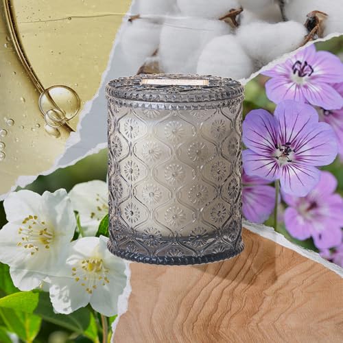 LA JOLIE MUSE Linen Cotton Oasis Scented Candle - Cotton, Jasmine & Warm Musk | 6 oz Natural Soy Wax | 40 Hours Clean Burn...