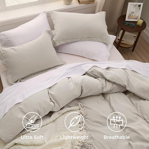 Bedsure Duvet Cover Queen Size - 3 Pieces Prewashed Extra Soft Bedding Set, Includes 1 Duvet Cover 90x90 Inches with Zippe...