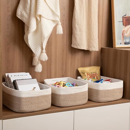 OIASKET Storage Baskets for Organizing 3 Pack, Woven Baskets for Shelves, Closet Organizer Bins Empty Gift Basket Toy Stor...