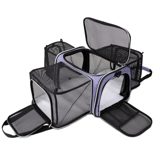 BAGLHER Cat Carrier Bag,Airline Approved Pet Carrier Soft Side Pet Travel 5 Sides Open Doors 3 Sides Expandable Foldable D...