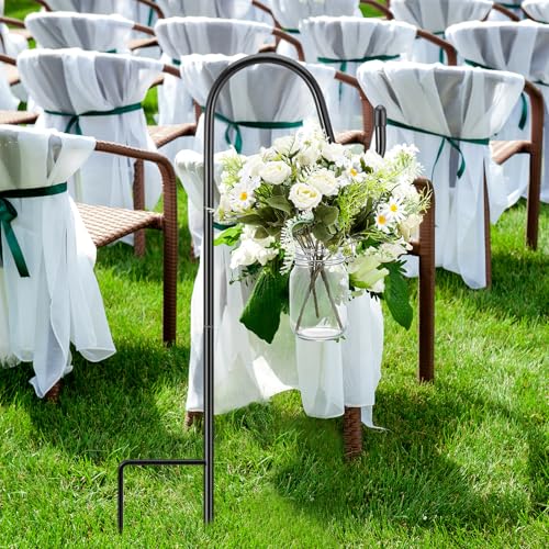 Thiccywoov 8 Sets Wedding Aisle Decoration Include 16 oz Rose Daisy Hanging Mason Jar 32 Shepherds Hooks Rustic Mason Jar ...