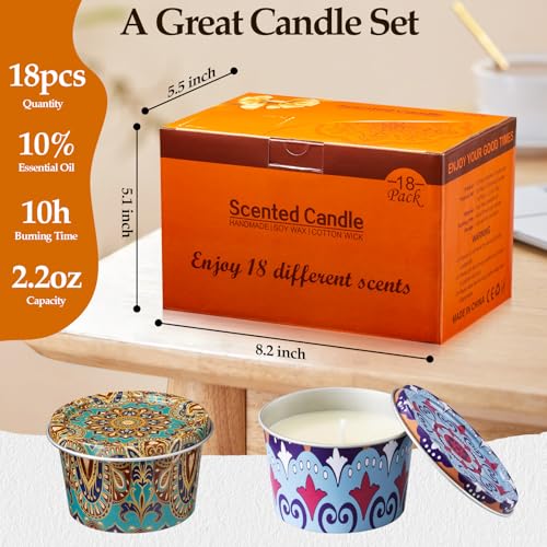 Scented Candles Set, 18 Pack(40oz) Travel Soy Wax Candles Bulk, Long Lasting Aromatherapy Candle Gift Set for Women, Home ...