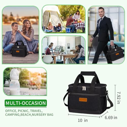 iknoe Insulated Lunch Bag, Foldable 8.5L Cooler Bag for Men & Women, Leakproof Thermal Design, Great for Office, Picnic, T...