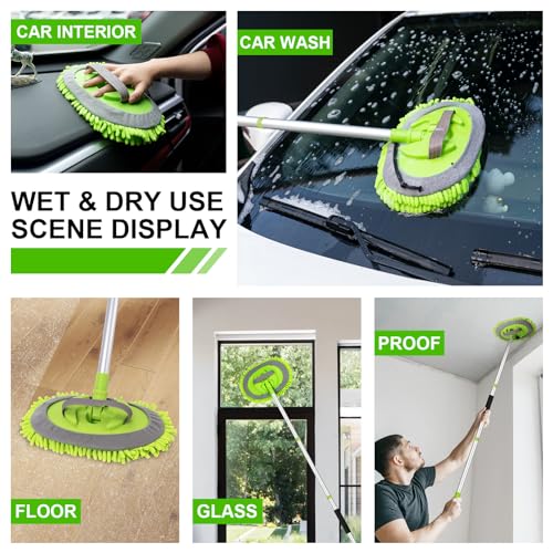Ordenado 62" Car Wash Brush Kit Mitt Mop Sponge with Long Handle Chenille Microfiber Car Cleaning Brush Kit Supplies Car W...