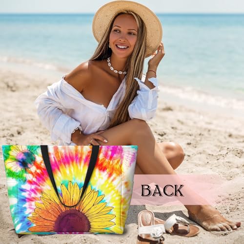 Rzhlyua Beach Bags for Women Large Waterproof Sandproof Swim Pool Bag with Dry Wet Seperated Pocket Utility Tote Bag