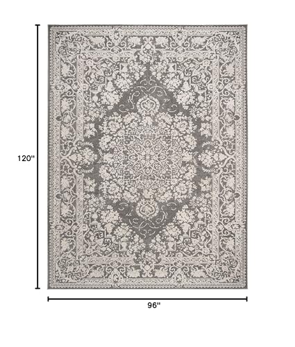 SAFAVIEH Area Rug 8x10 - Reflection Collection - Large - Dark Grey & Cream, Non-Shedding & Easy Cleaning, Ideal for Living...