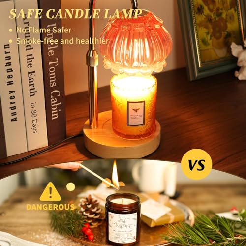 HAIDOLIANG Candle Warmer Lamp with Timer - Adjustable Height and Stepless Dimmable, Birthday Gifts for Women/Mom, Flower -...