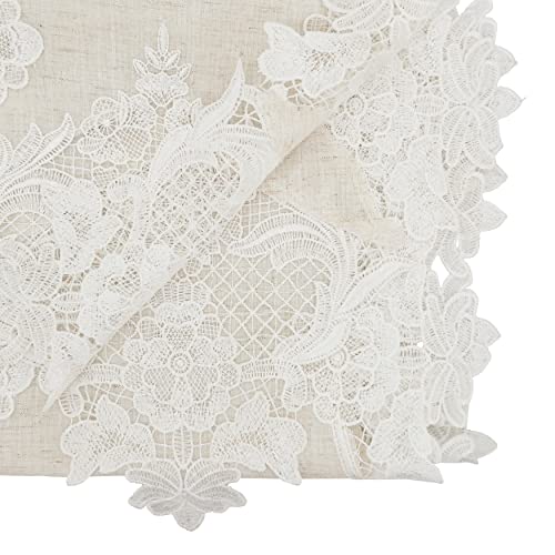SARO LIFESTYLE Lace Border Table Runner – Floral Lace Table Linen for Dining, Special Occasions & Decorative Styling, 13"x39"