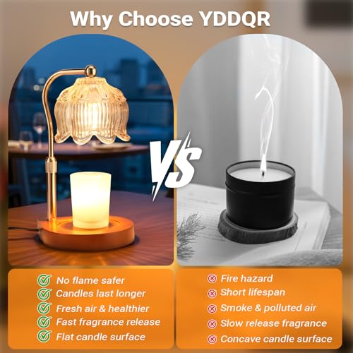 YDDQR Candle Warmer Lamp with Timer Dimmer Adjustable Height, Gift for Women Mom, House Warming New Home Cozy Decor, Wax M...