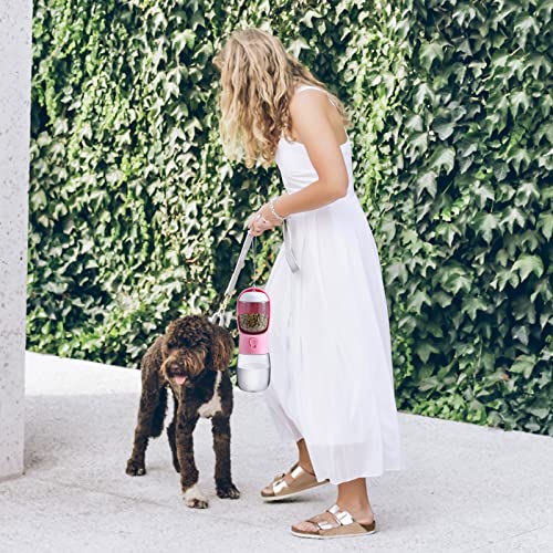 Cibaabo Dog Water Bottle with Food Container, Travel Puppy Water Bowl, Portable Pet Dispenser, Girl Dog Mom Gifts Accessor...