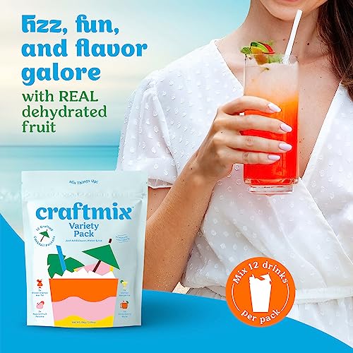 Craftmix Variety Pack Cocktail & Mocktail Drink Mixer, Skinny Mixes - Water Flavoring Packets - Made With Real Fruit - Veg...