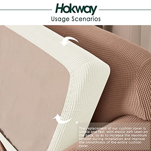 Hokway Stretch Couch Cushion Slipcovers Reversible Cushion Replacement Slipcovers Sofa Cushion Covers(Cream White, 3)