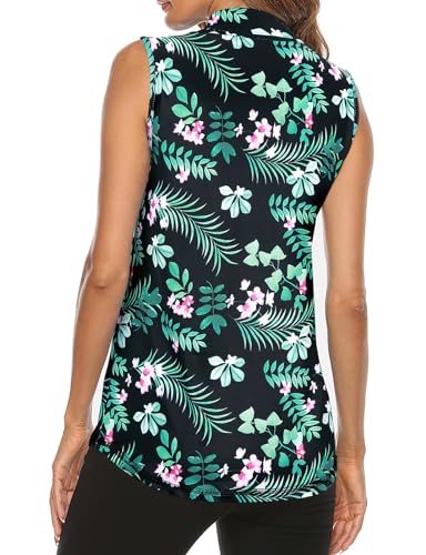 Tanst Sky Women's Sleeveless Golf Polo Shirts Quarter Zip Workout Tank Top Moisture Wicking Clothes