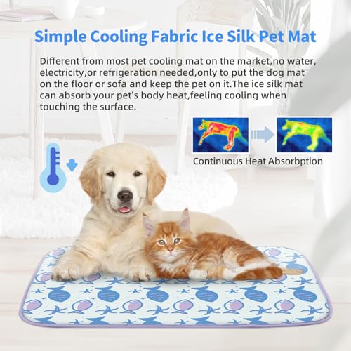 NWK Pet Cooling Mat -Q-Max>0.345 Ice Silk Cooling Mat for Dogs & Cats Portable & Washable Pet Cooling Blanket, Car Seats, ...